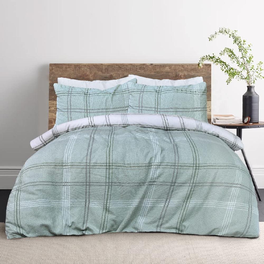sleepdown Waffle Check - Reversible Duvet Cover & Pillowcase Set
