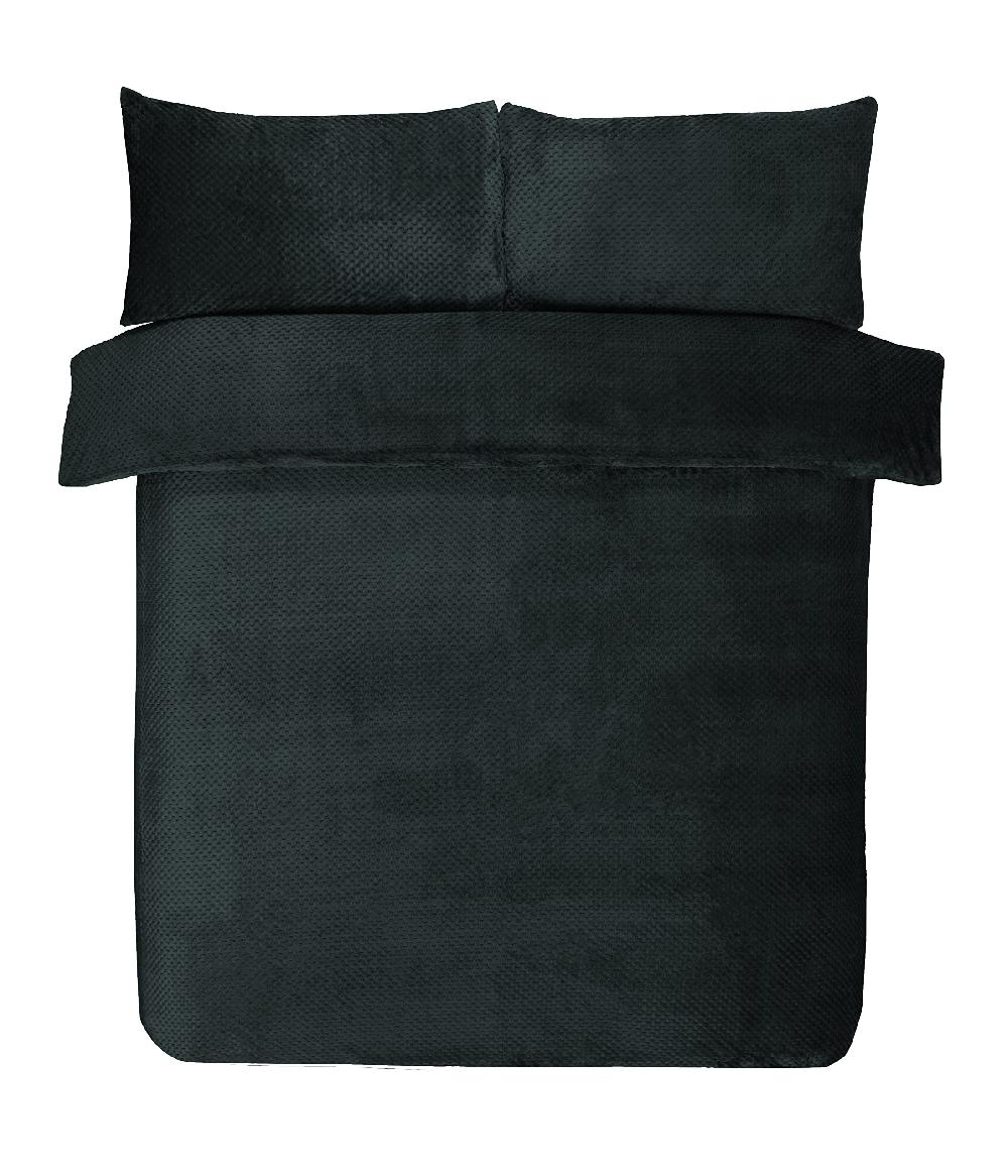 sleepdown Waffle Fleece - Duvet Cover & Pillowcases Set - Black