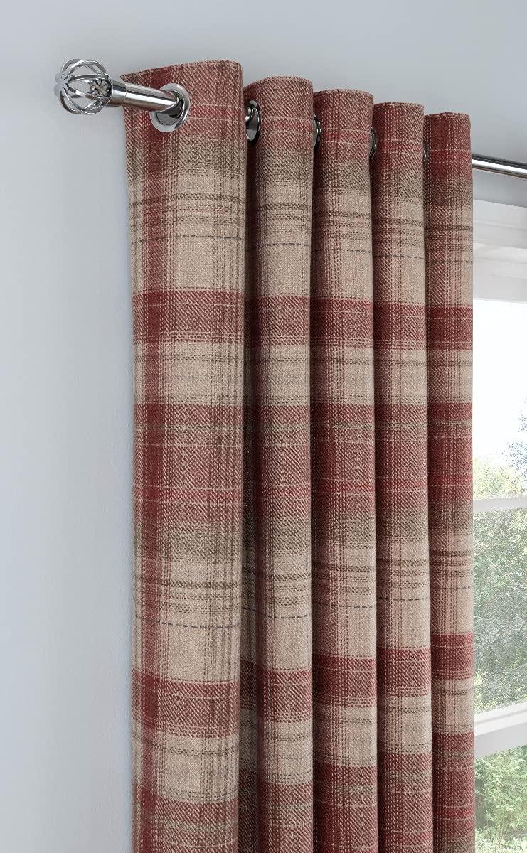Sleepdown Woven Brushed Check - Eyelet Lined Curtains