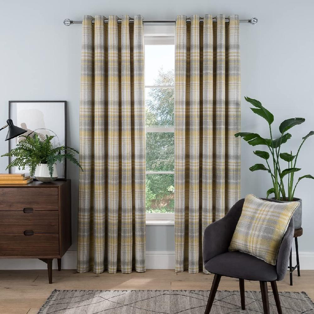 Sleepdown Woven Brushed Check - Eyelet Lined Curtains