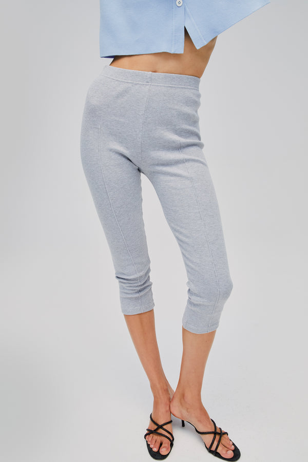 Sleeper Capri Stretch-cotton Jersey Legging In Grey