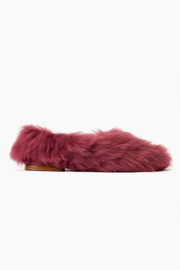 Sleeper Kiwi Kiwi Shearling Ballet Flats In Burgundy