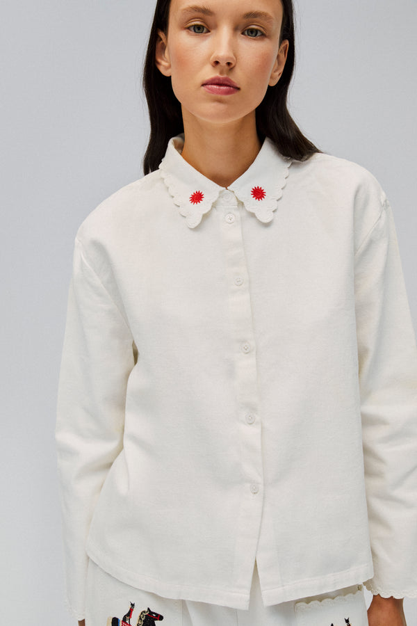 Sleeper Kotyk Embroidered Cotton Blouse In Off-white