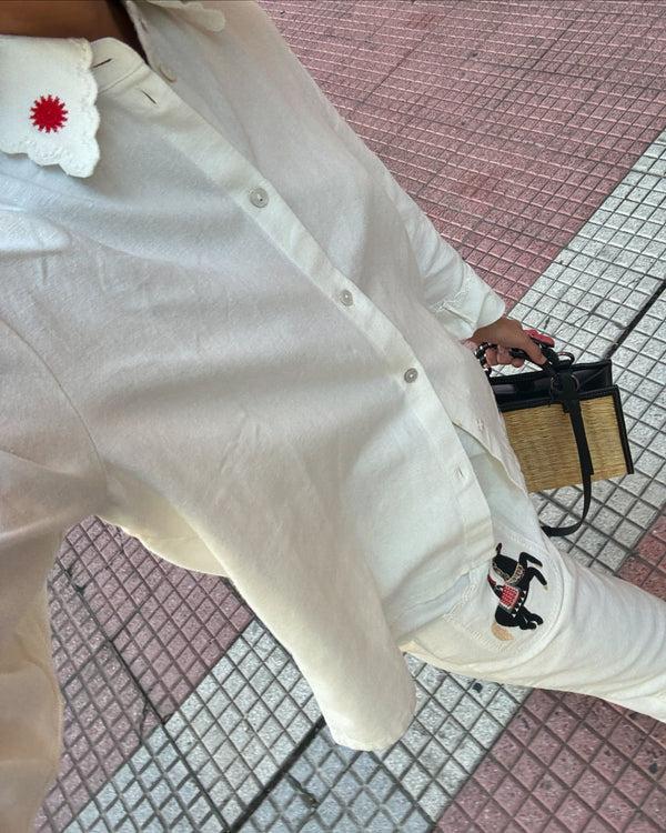 Sleeper Kotyk Embroidered Cotton Blouse In Off-white