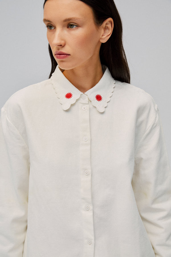 Sleeper Kotyk Embroidered Cotton Blouse In Off-white