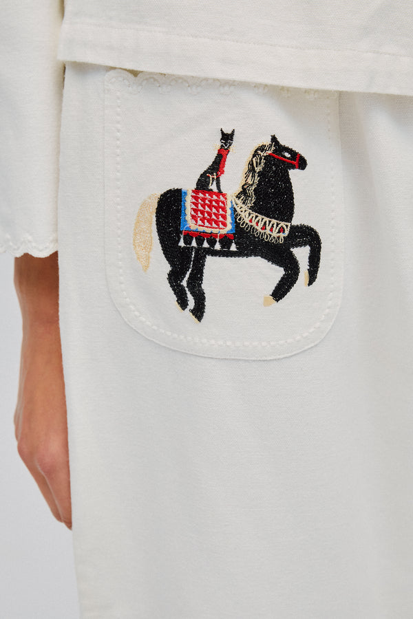 Sleeper Kotyk Embroidered Cotton Pants In Off-white