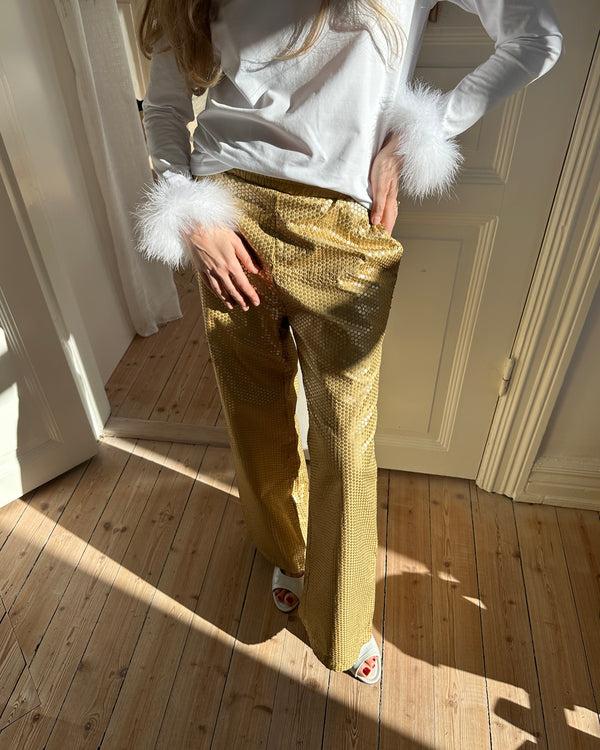 Sleeper Long Sleeve Stretch-cotton Jersey T-Shirt With Detachable Feathers In White