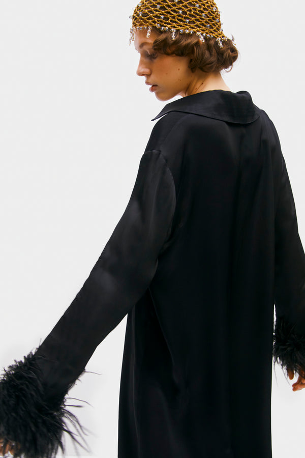 Sleeper Luna Maxi Dress With Detachable Feathers In Black