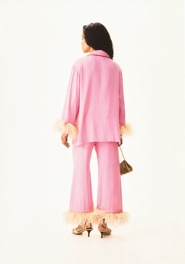 Sleeper Party Pajamas Set With Detachable Feathers In Pink