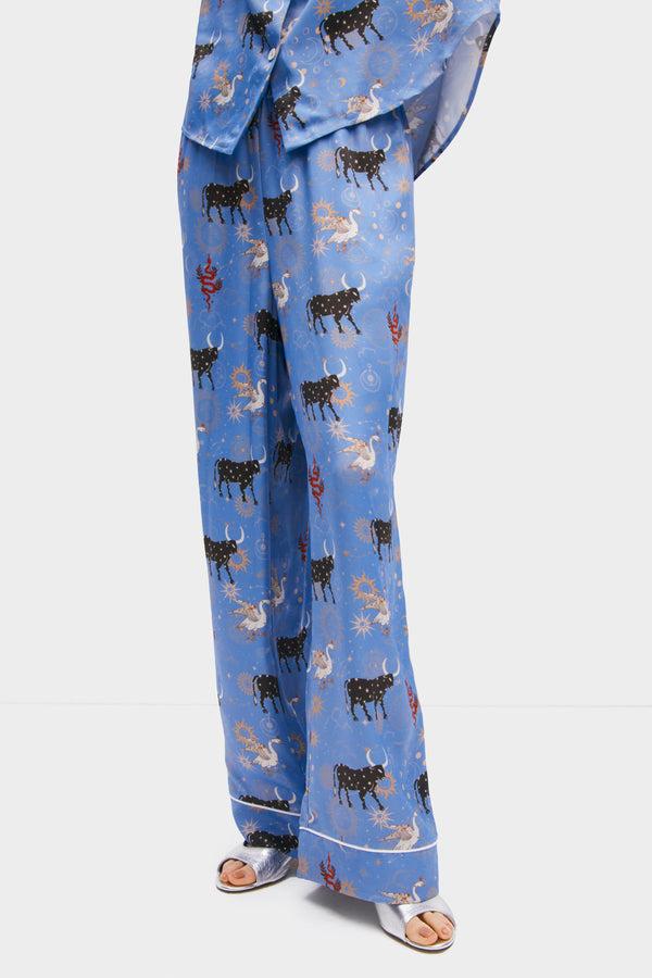 Sleeper Pastelle Oversized Pants In Blue Mystic Print