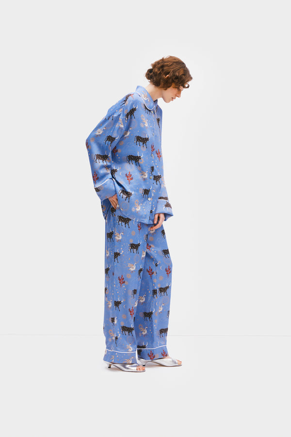 Sleeper Pastelle Oversized Pants In Blue Mystic Print
