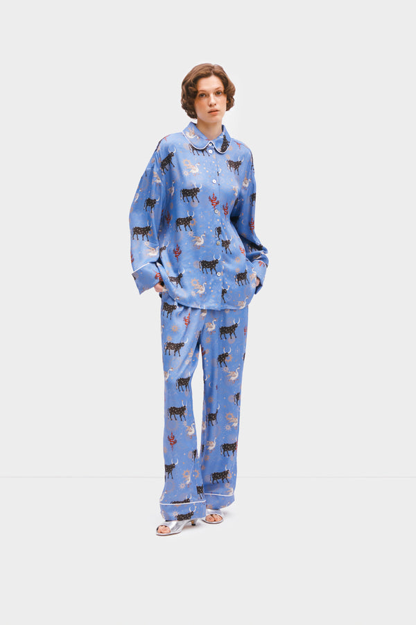 sleeper Pastelle Oversized Pants in Blue Mystic Print