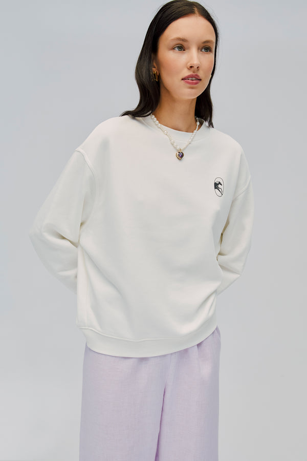 Sleeper Relaxed Stretch-cotton Jersey Sweatshirt In Off-White