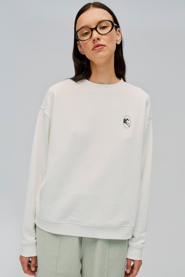 Sleeper Relaxed Stretch-cotton Jersey Sweatshirt In Off-White