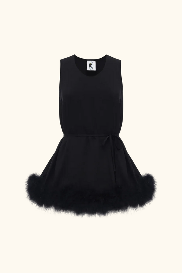 Sleeper Bisou Bisou Top With Feathers In Black