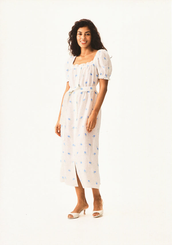 Sleeper Brigitte Linen Midi Dress In Linum