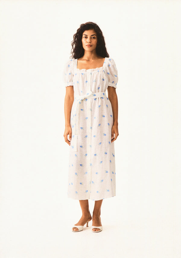 sleeper Brigitte Linen Midi Dress in Linum
