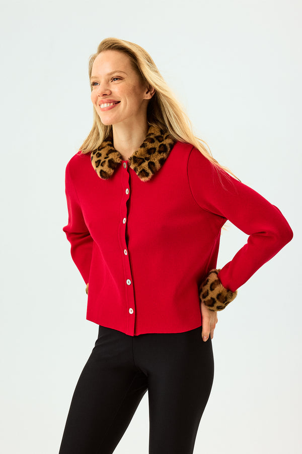 Sleeper Carmela Knitted Cardigan In Red
