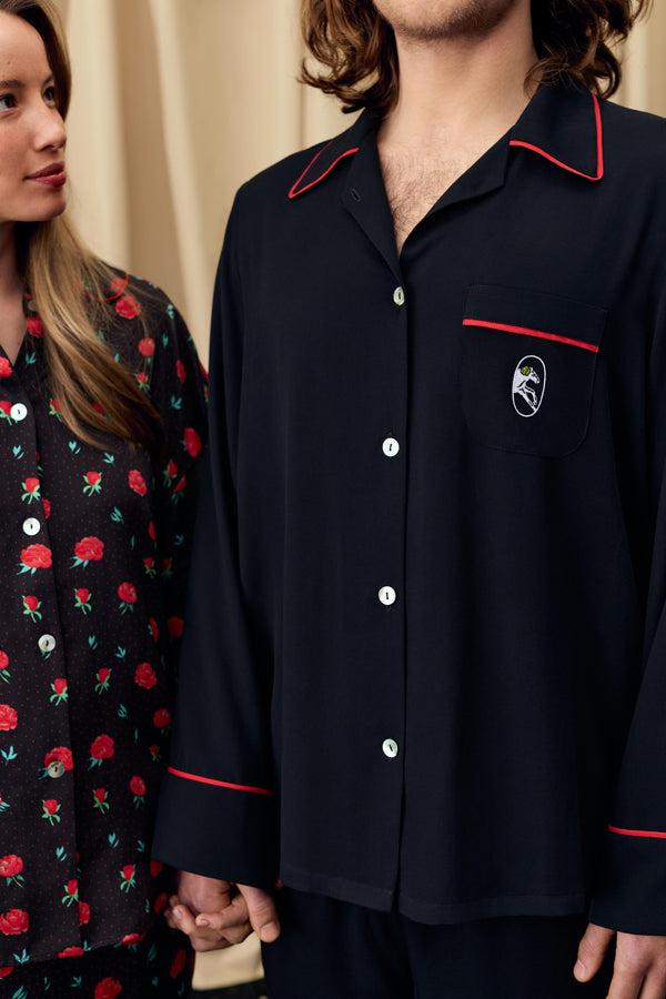 Sleeper Finnegan Unisex Pajama Shirt In Black