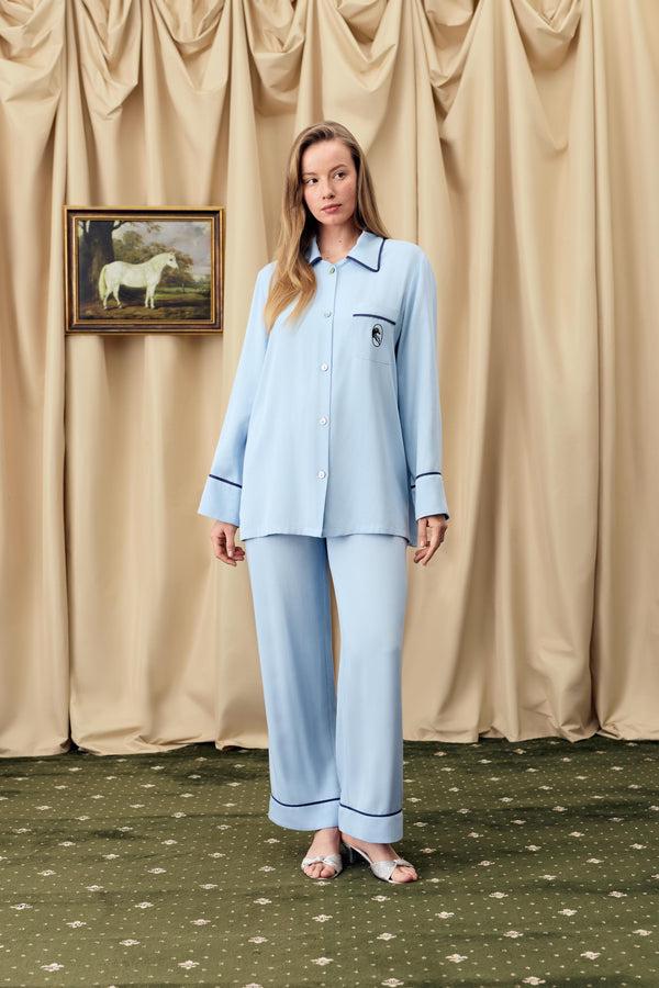 Sleeper Finnegan Unisex Pajama Shirt In Blue