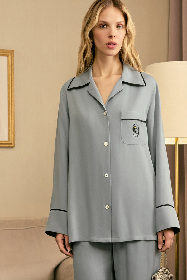 Sleeper Finnegan Unisex Pajama Shirt In Grey