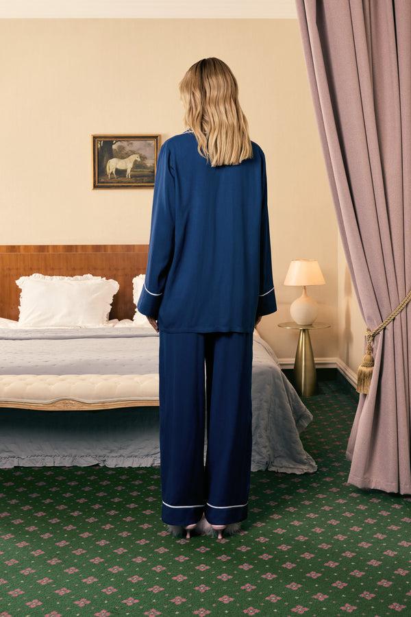 Sleeper Finnegan Unisex Pajama Shirt In Navy