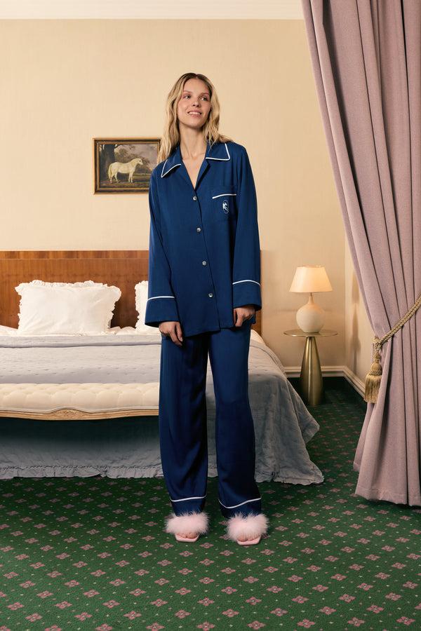 Sleeper Finnegan Unisex Pajama Shirt In Navy