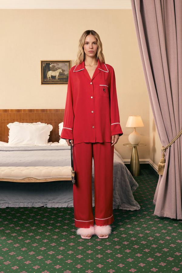 Sleeper Finnegan Unisex Pajama Shirt In Red