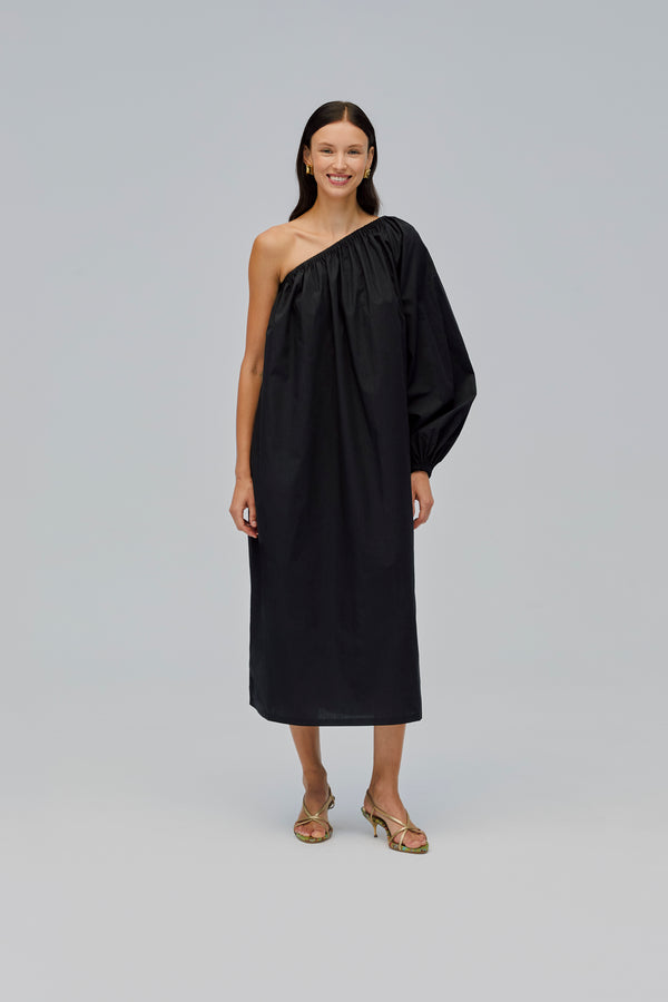 Sleeper Gaia Cotton Midi Dress In Black