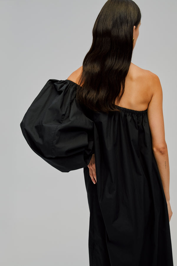 Sleeper Gaia Cotton Midi Dress In Black