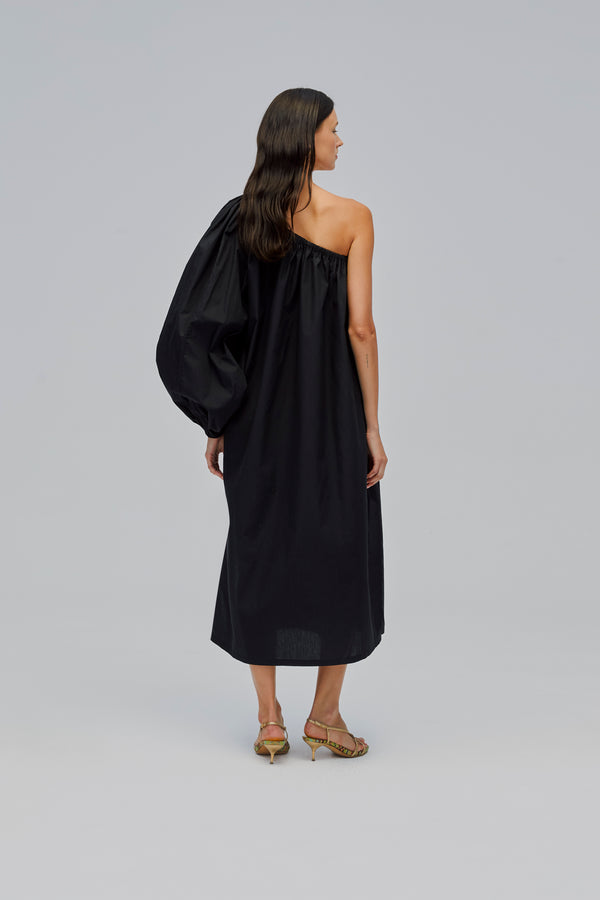 Sleeper Gaia Cotton Midi Dress In Black