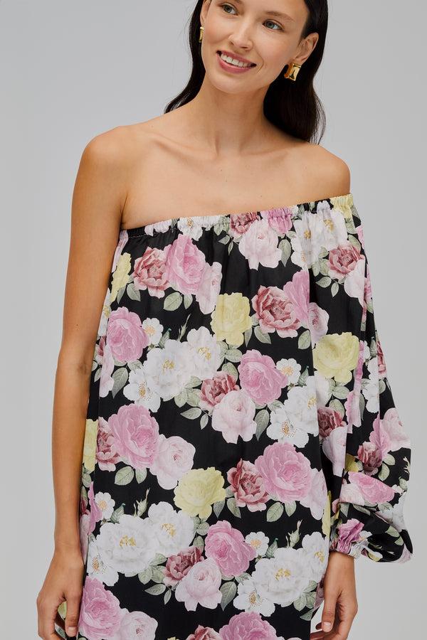 Sleeper Gaia Cotton Midi Dress In Bloom