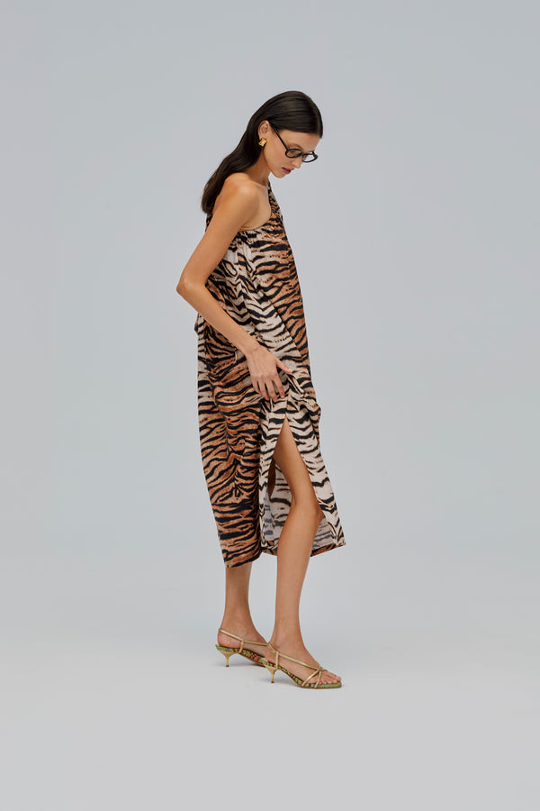 Sleeper Gaia Cotton Midi Dress In Tiger
