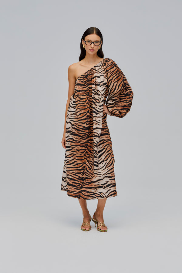 sleeper Gaia Cotton Midi Dress in Tiger
