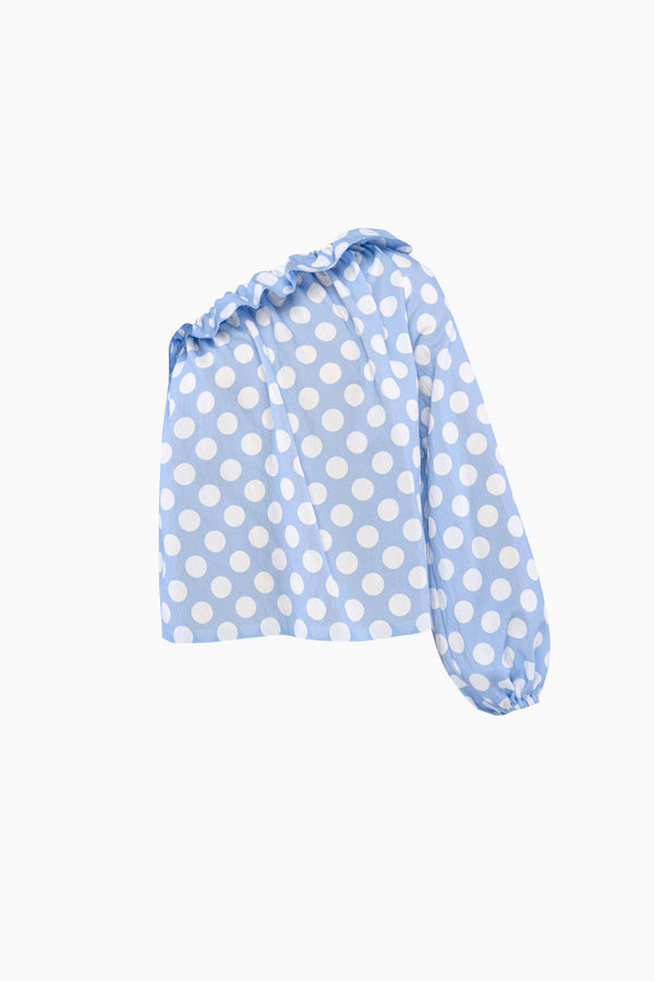 Sleeper Gaia Soft Viscose Top In Blue Polka Dot