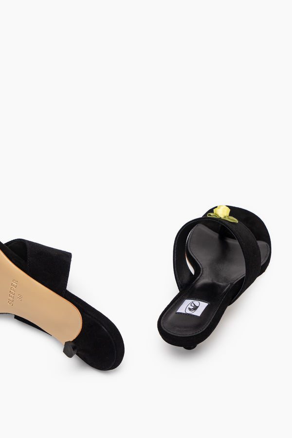 Sleeper Golda Suede Kitten Heel Mules In Black