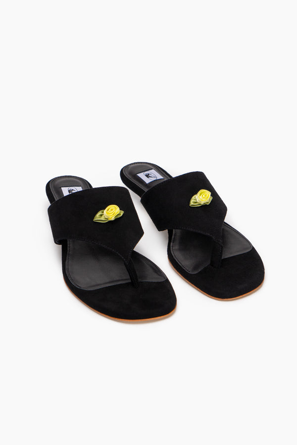 sleeper Golda Suede Kitten Heel Mules in Black