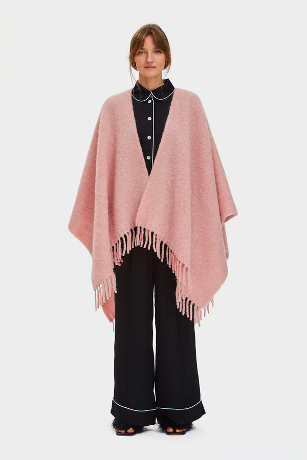 sleeper Gorgona Alpaca-blend Poncho in Pink