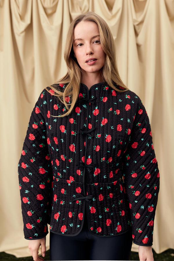 Sleeper Hebao Quilted Jacket In Poppies Print