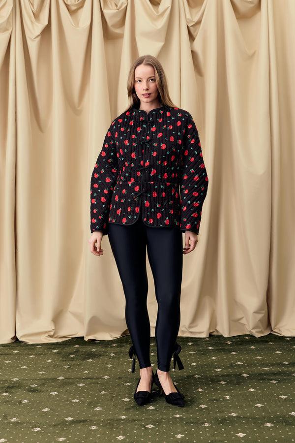 sleeper Hebao Quilted Jacket in Poppies Print