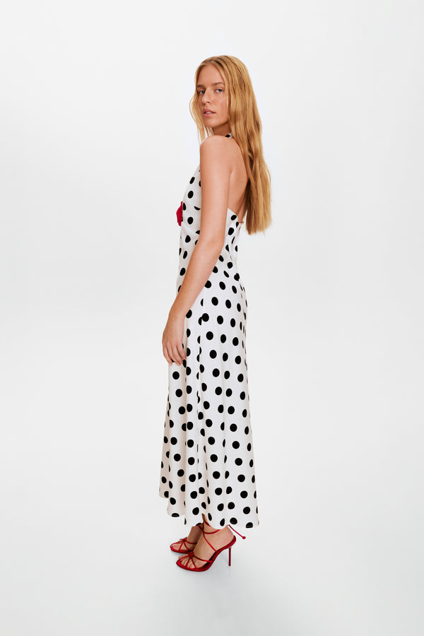 Sleeper Jardin Halterneck Maxi Dress In Polka Dot