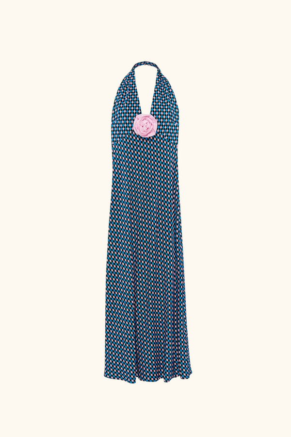 sleeper Jardin Halterneck Maxi Dress in Tie Print