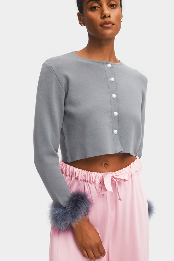 Sleeper Knitted Cardigan In Flame Gray