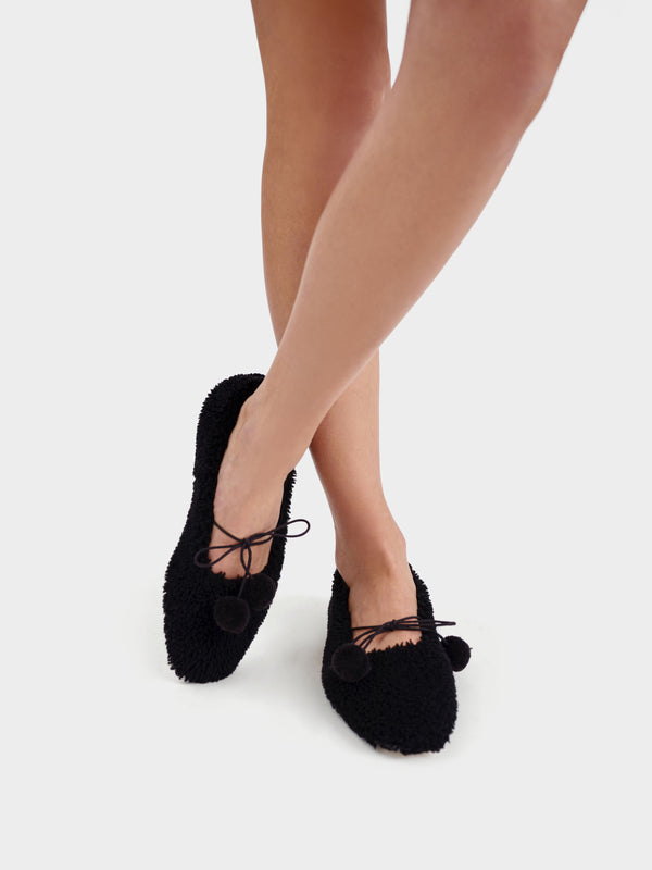 Sleeper Lulu Shearling Slippers In Black