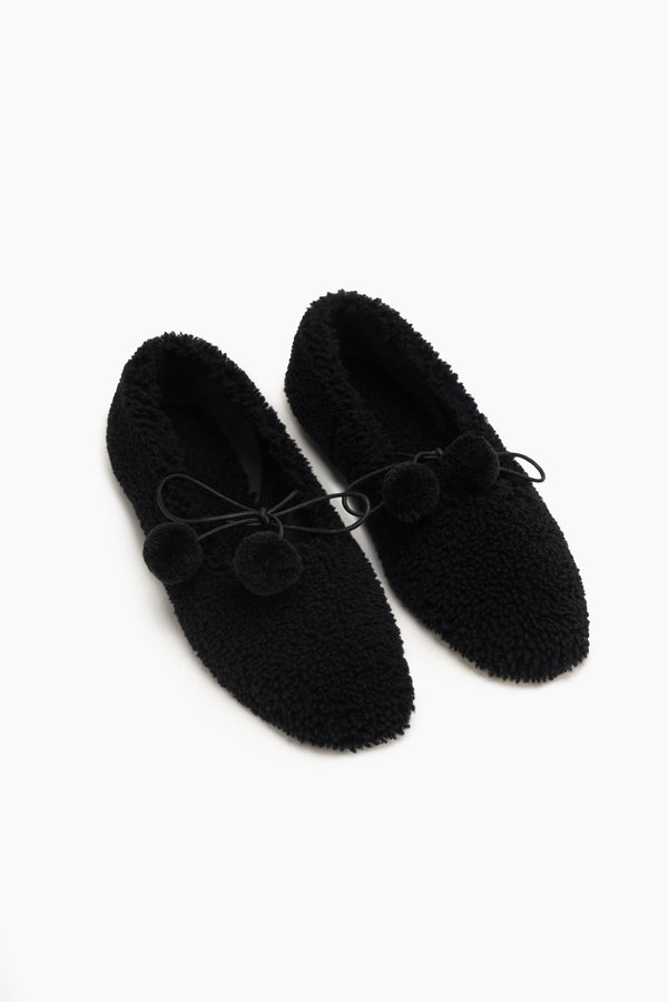sleeper Lulu Shearling Slippers in Black