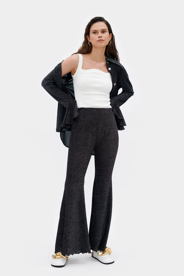Sleeper Lurex Lounge Suit With Pants In Black