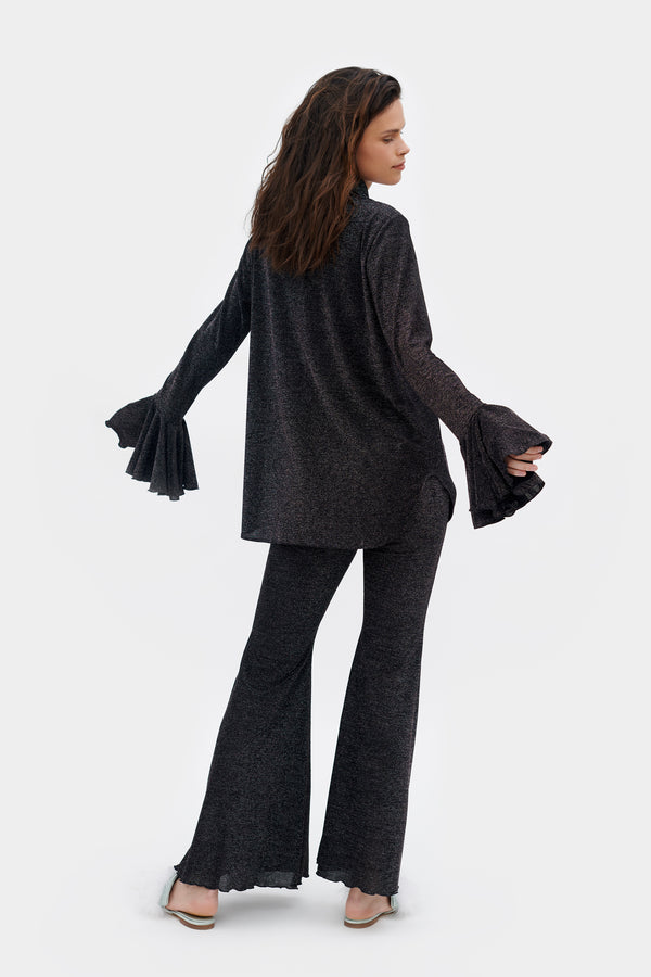 Sleeper Lurex Lounge Suit With Pants In Black