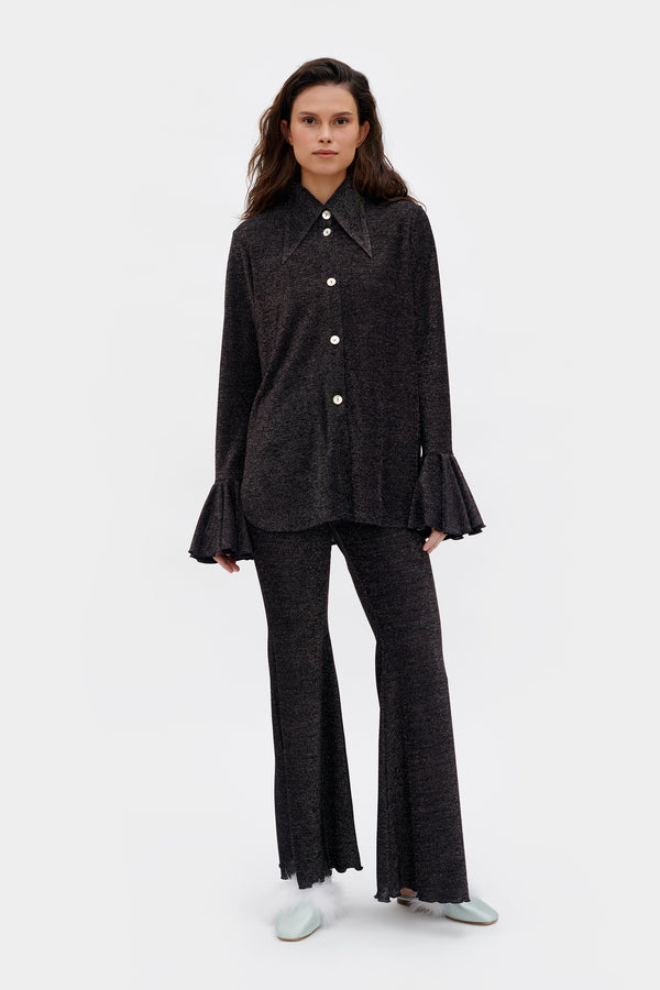 sleeper Lurex Lounge Suit with Pants in Black