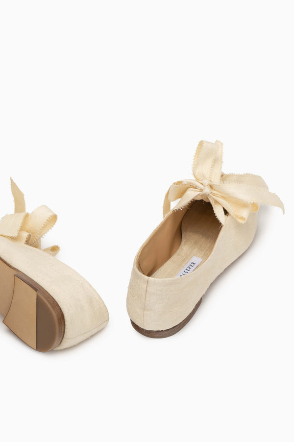 Sleeper Mille-feuille Silk Flats In White