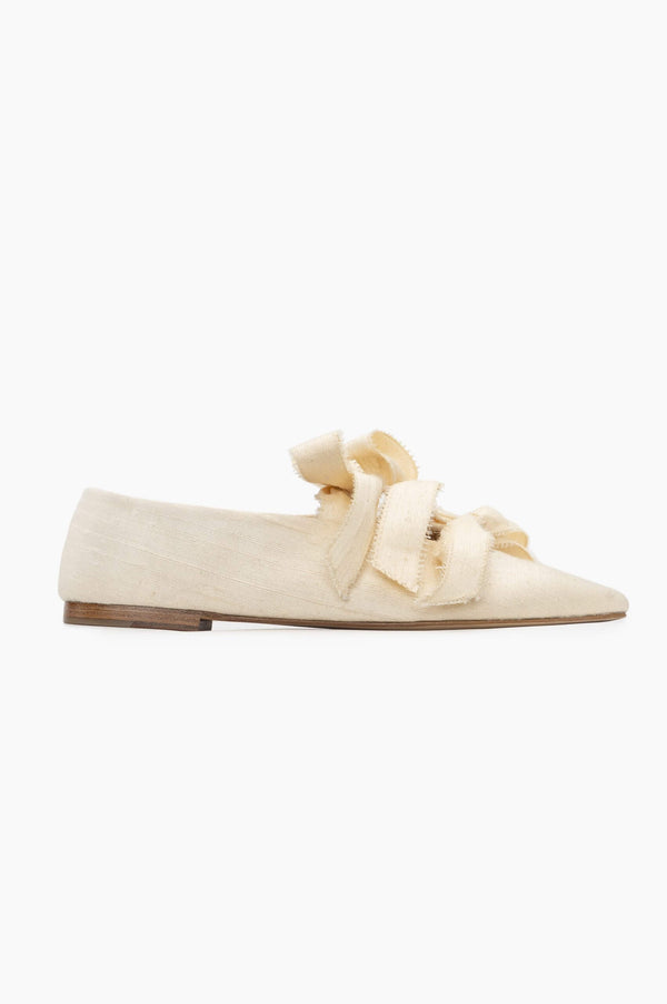 Sleeper Mille-feuille Silk Flats In White